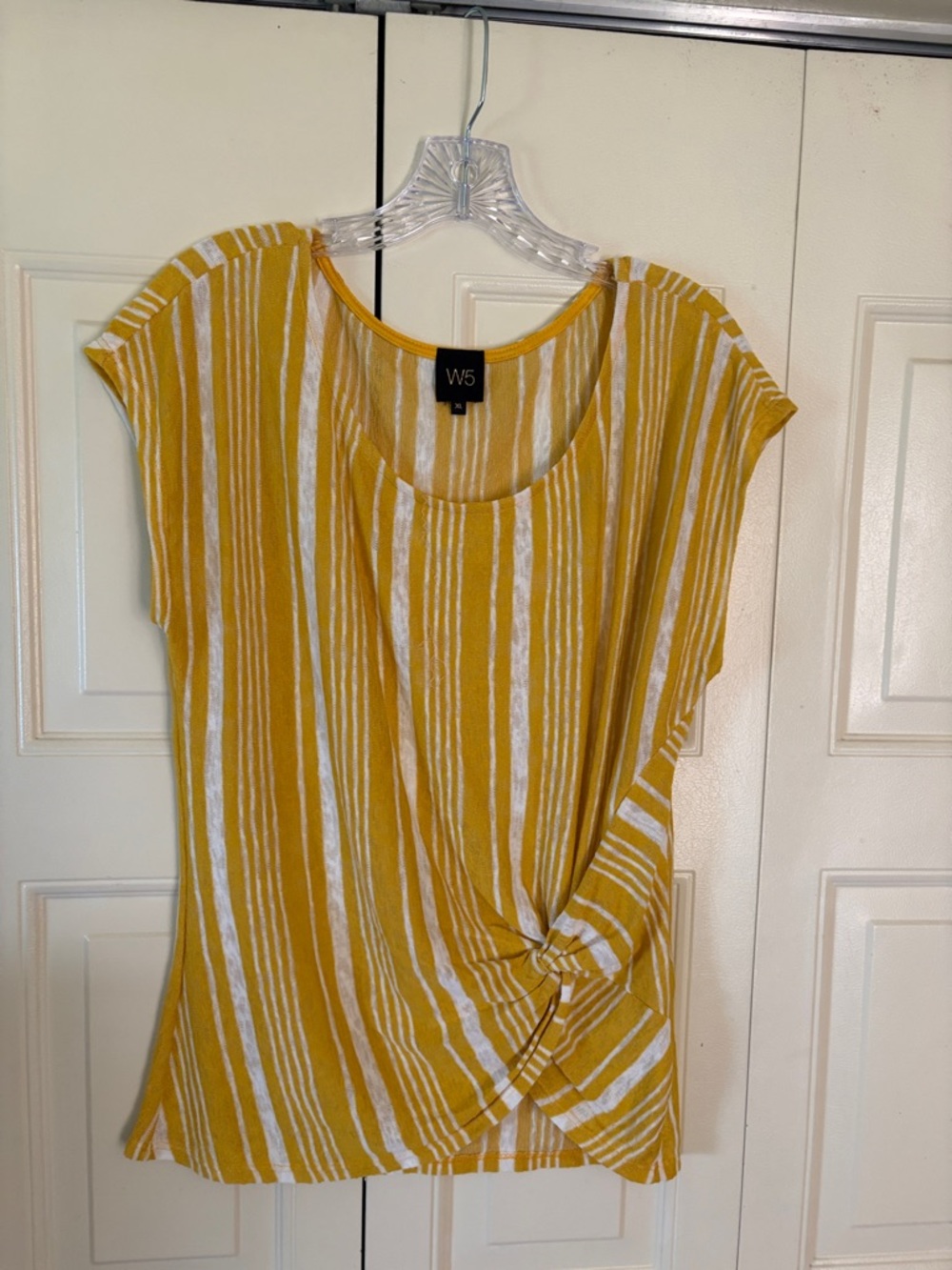 W5  Anthropologie Loose Weave Striped Summer Knotted Boho Bold Flowy Breezy SzXL